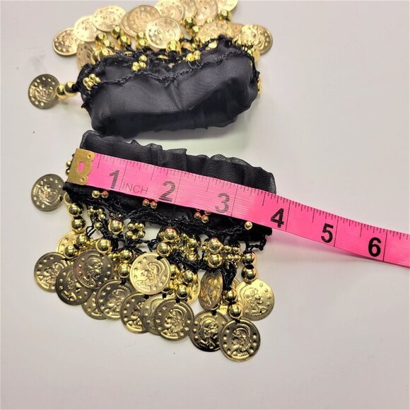 PAIR of Belly Dance Wristband Gold Coins Cuff - Picture 8 of 9